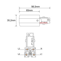 Zasilanie lewe do szynoprzewodu 3F 230V - Czarne 8105 Antigo