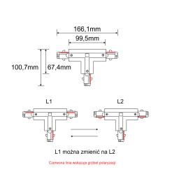 Łącznik T zamienny lewy szynoprzewodu 3F 230V - Czarny 8123 Antigo