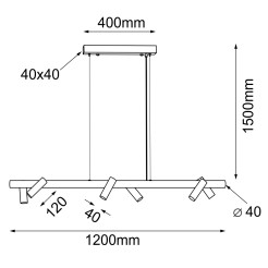 Lampa wisząca Yabu 6 - Czarna (1200 mm) 5067 Antigo