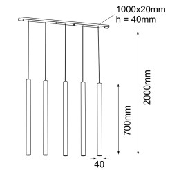 Lampa wisząca Yabu 5 - Czarna (700 mm) 5528 Antigo