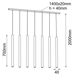 Lampa wisząca Yabu 7 - Czarna (700 mm) 5529 Antigo