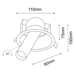 Lampa wpuszczana Yakumo 1 - Czarna 7804 Antigo