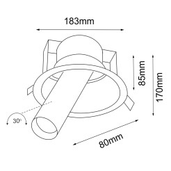 Lampa wpuszczana Yakumo 2 - Czarna 7806 Antigo