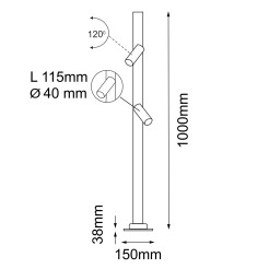 Słupek Gosen 2 - Antracyt (1000 mm) 9910 Antigo