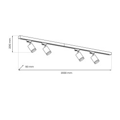 Zestaw Szynoprzewód 4xPipe Ring GU10 + Prowadnica 2x1m + Złączki - Czarny ML1687