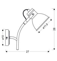 ZUMBA LAMPA KINKIET NA WYSIĘGNIKU 1X40W E14 BIAŁY+CZARNY 91-72122