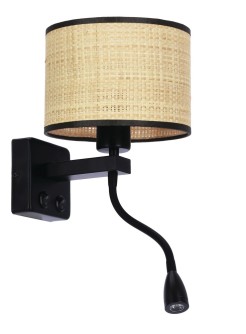 POLO LAMPA KINKIET CZARNY 1X40W E27+2W LED ABAŻUR BEŻOWY 21-27641