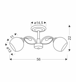 GRAPHITE LAMPA SUFITOWA CZARNY PERŁOWY 2X40 E27 KLOSZ BIAŁY 32-22523