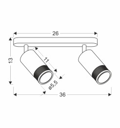 Flin lampa sufitowa listwa czarny 2x15W GU10 klosz czarny+złoty 92-27672