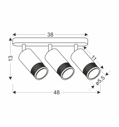 Flin lampa sufitowa listwa czarny 3x15W GU10 klosz czarny+złoty 93-27689