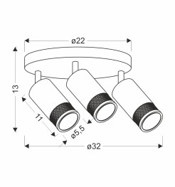 Flin lampa sufitowa plafon czarny 3x15W GU10 klosz czarny+złoty 98-27696