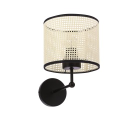 TOPI lampa kinkiet czarny 1x40W E27 abażur kremowy 21-38234