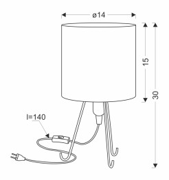 Smally lampa stołowa czarny 1x40 E14 abażur beżowy 41-33178