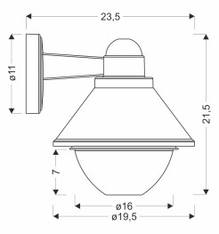 Saginia lampa ogrodowa kinkiet 23,5x20,5cm czarny 1x40W E27 klosz okrągły IP44 21-32362