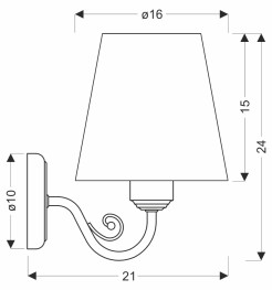 FIREZ lampa kinkiet biały 1x40W E27 abażur szary 21-39361