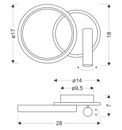 MONET lampa kinkiet koło czarny 18W LED 3000K klosz biały 22-35660