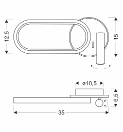 MONET lampa kinkiet owal czarny 13W LED 3000K, 4000K, 6000K klosz biały 22-35691