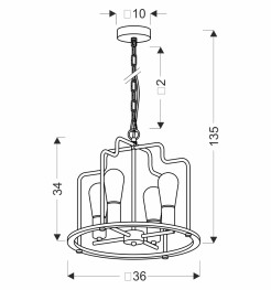 Datus lampa sufitowa czarny 4x40W E27 34-29690