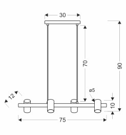 Xilo lampa sufitowa czarny+drewniany 4x25W GU10 klosz biały 33-38319