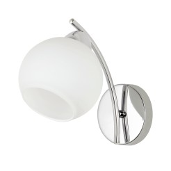 AMOS Lampa kinkiet chromowy 1x40W E27 klosz biały 21-35011