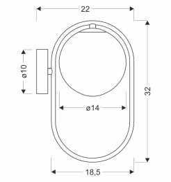 CORDEL kinkiet 1x28W G9 ring czarny, klosz grafitowy 21-44044